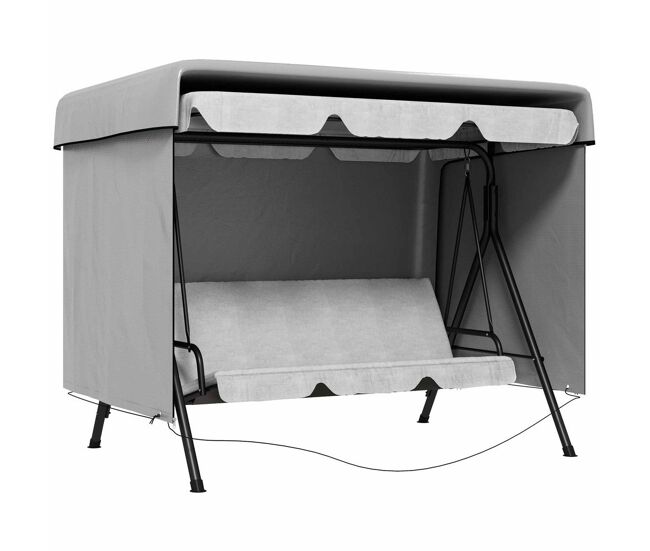 Outsunny capa para baloiço de jardim, capa para baloiço exterior com fecho, impermeável, 215x155x150 cm, cinzento claro