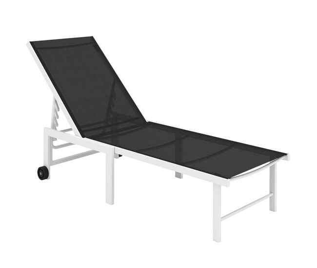 Outsunny espreguiçadeira reclinável de jardim com rodas espreguiçadeira de exterior encosto ajustável em 5 níveis e estrutura de aço suporta até 120