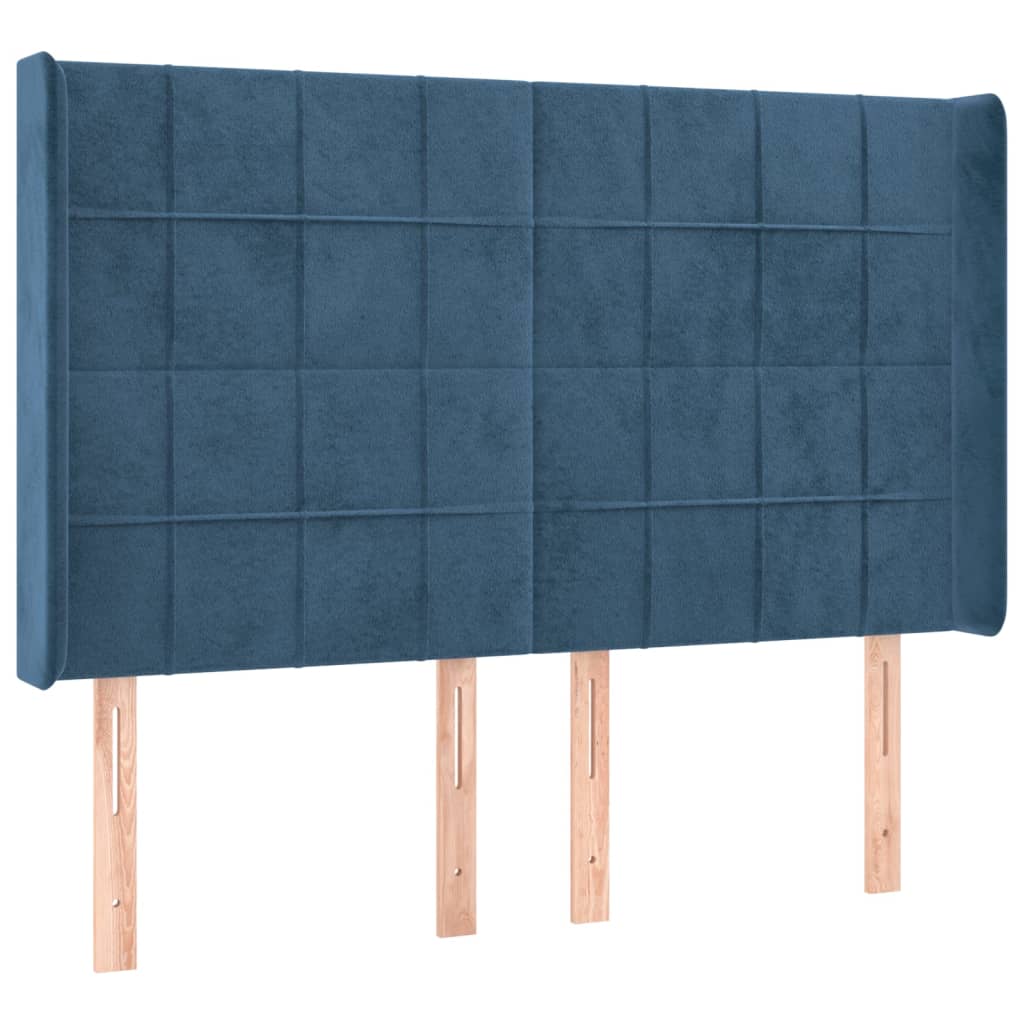 Vidaxl cabeceira cama c/ abas veludo 147x16x118/128 cm azul-escuro