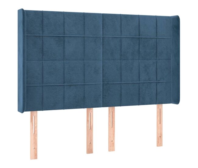 Vidaxl cabeceira cama c/ abas veludo 147x16x118/128 cm azul-escuro