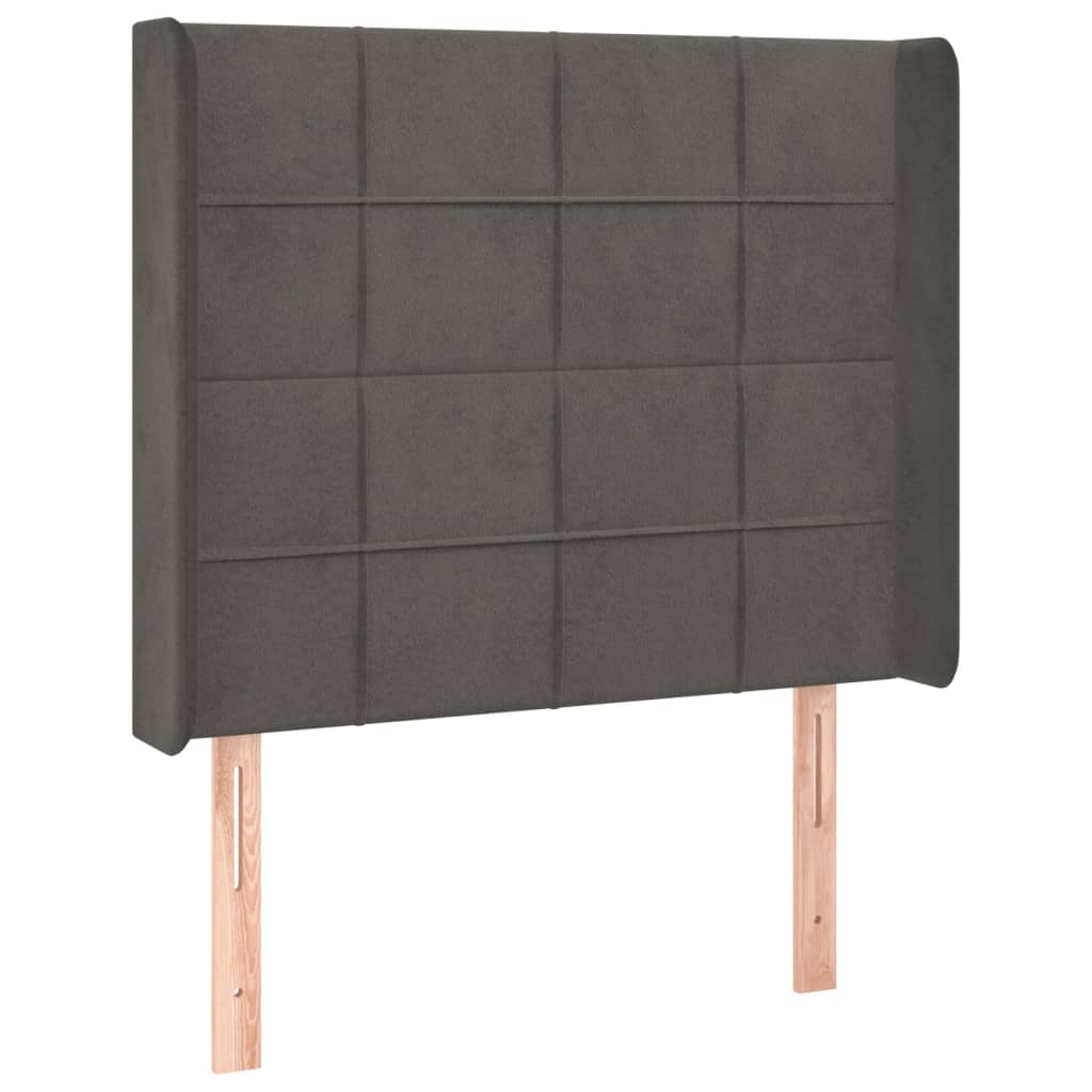 Vidaxl cabeceira cama c/ abas veludo 103x16x118/128 cm cinzento-escuro
