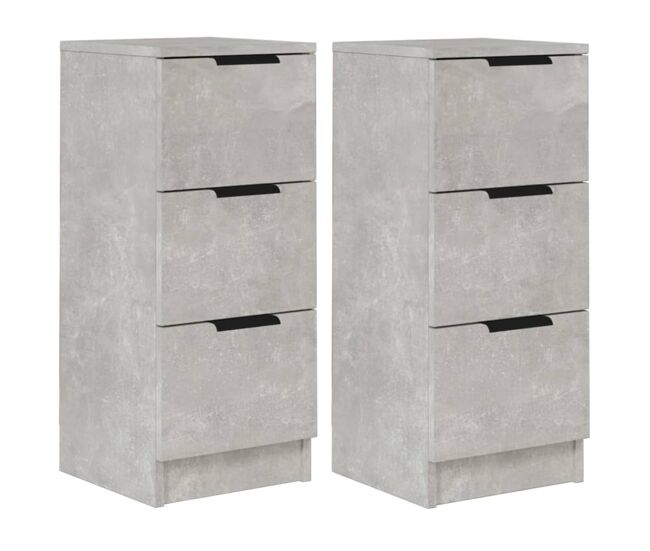 Vidaxl aparadores 2 pcs 30x30x70 cm madeira processada gris cimento