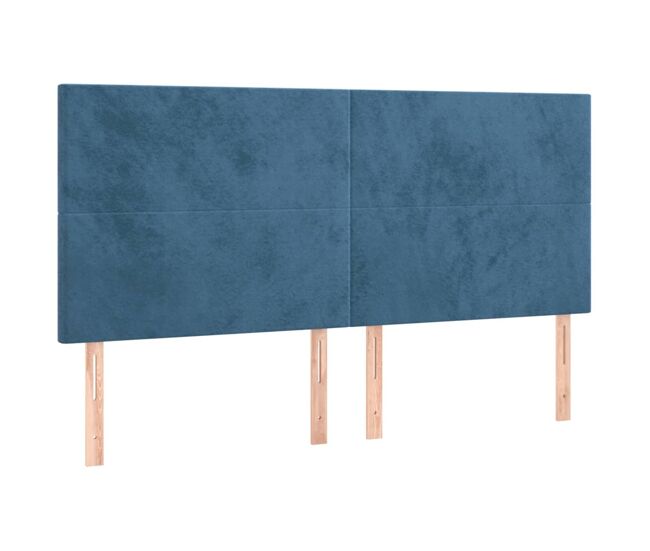 Vidaxl cabeceira azul escuro 200x5x118/128 cm veludo