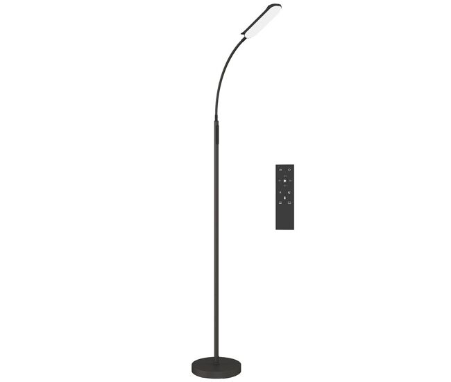 Homcom candeeiro de pé led regulável com controlo remoto e tátil 5 modos de iluminação temporizador de 60 minutos memória e parte inferior giratório