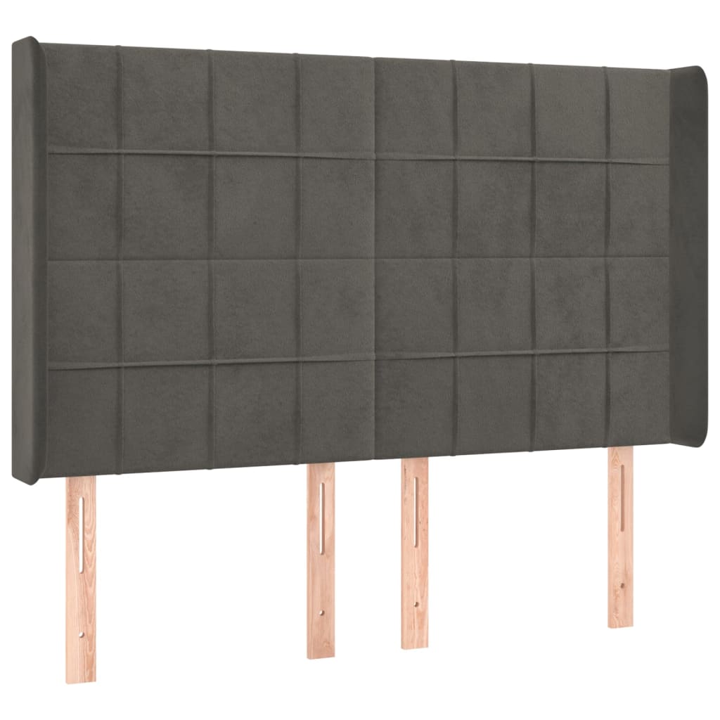 Vidaxl cabeceira cama c/ abas veludo 147x16x118/128 cm cinzento-escuro