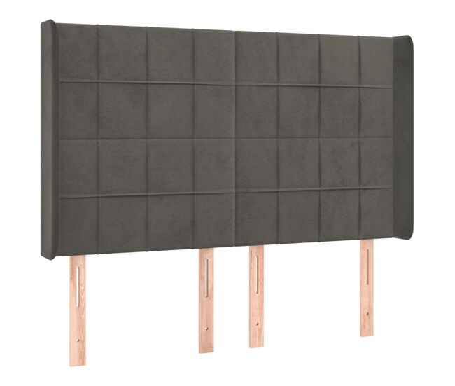 Vidaxl cabeceira cama c/ abas veludo 147x16x118/128 cm cinzento-escuro