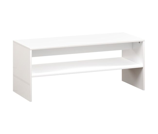 Homcom mesa de centro mesa auxiliar com compartimento aberto mesa de café para sala de estar 100x40x41,5 cm branco brilhante