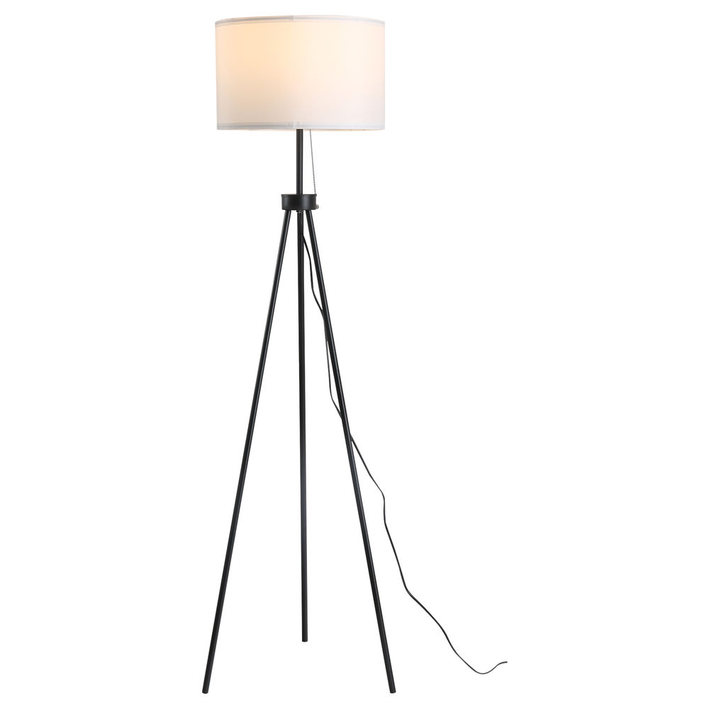 Homcom candeeiro de pé moderno candeeiro de pé para sala de estar com ecrã redondo tripé e suporte para lâmpada e27 ø37x152 cm branco e preto