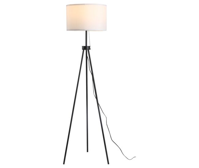 Homcom candeeiro de pé moderno candeeiro de pé para sala de estar com ecrã redondo tripé e suporte para lâmpada e27 ø37x152 cm branco e preto