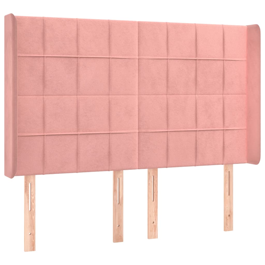 Vidaxl cabeceira cama c/ abas veludo 147x16x118/128 cm rosa