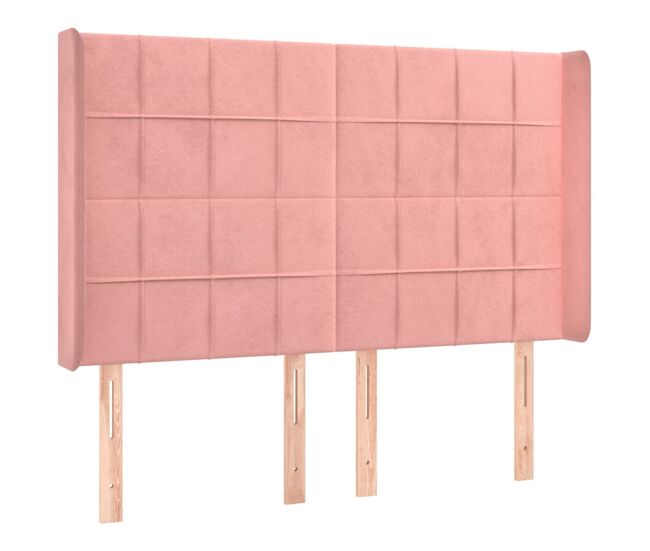 Vidaxl cabeceira cama c/ abas veludo 147x16x118/128 cm rosa