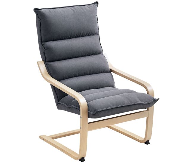 Homcom fauteuil de salon moderne fauteuil avec dossier haut accoudoirs et pieds en bois matelassé en velours fauteuil pour chambre salon 67x83x105 cm gris