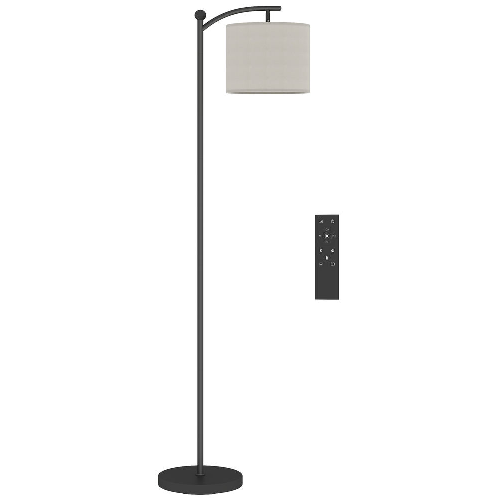 Homcom candeeiro de pé led candeeiro de pé para sala com temperatura de cor de ajuste contínuo 11 níveis comando à distância temporizador de 60