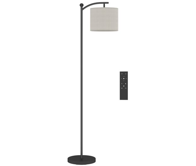 Homcom candeeiro de pé led candeeiro de pé para sala com temperatura de cor de ajuste contínuo 11 níveis comando à distância temporizador de 60