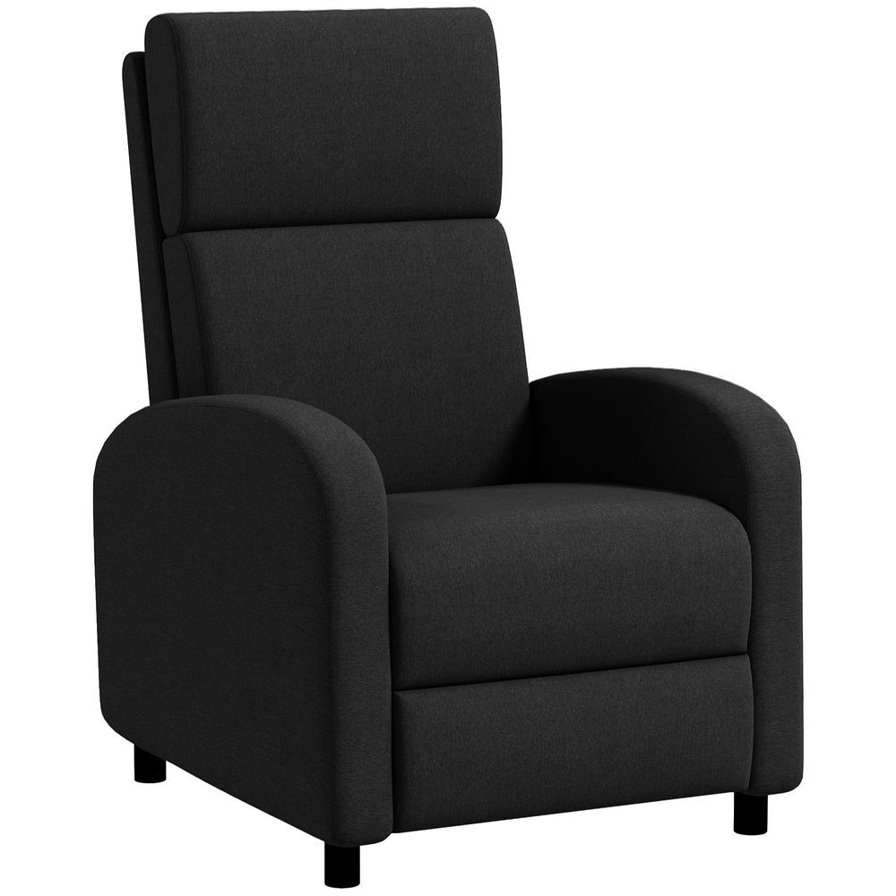 Homcom poltrona relax reclinável até 160° poltrona reclinável manual com apoio para os pés carga máxima 120 kg para sala de estar dormitório 64x86x102 cm noir