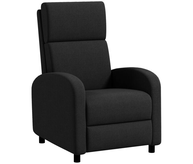 Homcom poltrona relax reclinável até 160° poltrona reclinável manual com apoio para os pés carga máxima 120 kg para sala de estar dormitório 64x86x102 cm noir