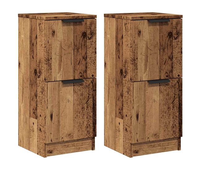 Vidaxl aparadores 2 pcs 30x30x70 cm derivados de madeira madeira velha