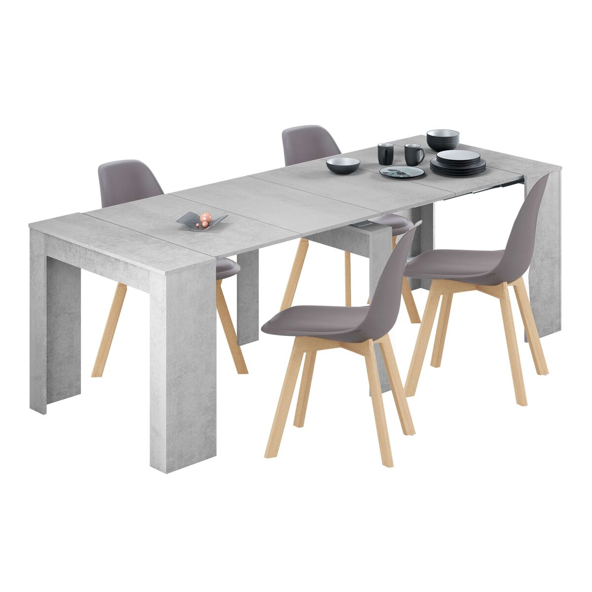 Conjunto de mesa extensível multiposições com 4 cadeiras