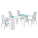 Pacote de móveis para sala de jantar com trem moderno, mesa extensível e 4 cadeiras Pacote de móveis para sala de jantar com trem moderno, mesa extensível e 4 cadeiras Branco Brillo