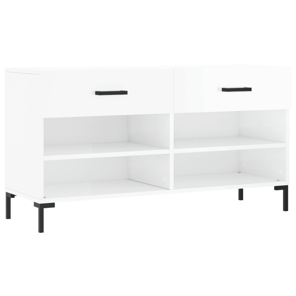 Vidaxl banco sapateira 102x35x55 cm derivados madeira branco brilhante
