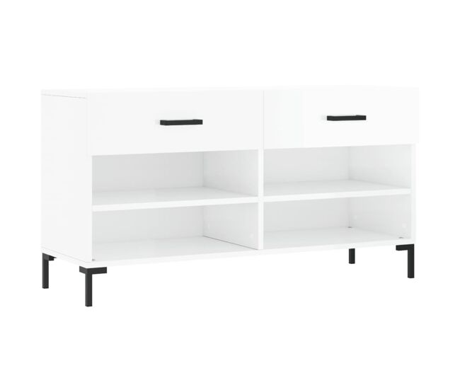 Vidaxl banco sapateira 102x35x55 cm derivados madeira branco brilhante