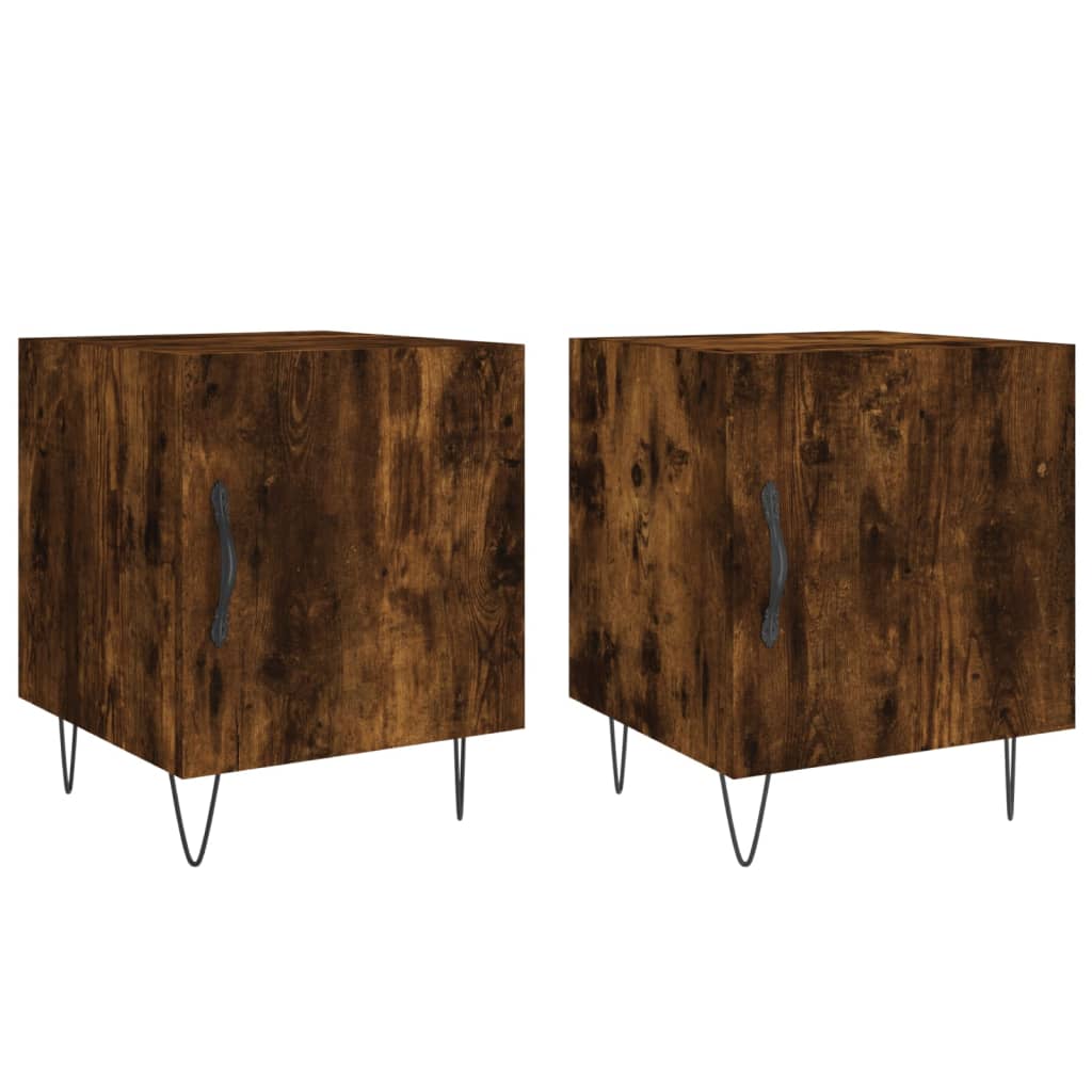 Vidaxl mesa cabeceira 2pcs 40x40x50cm derivado madeira carvalho fumado