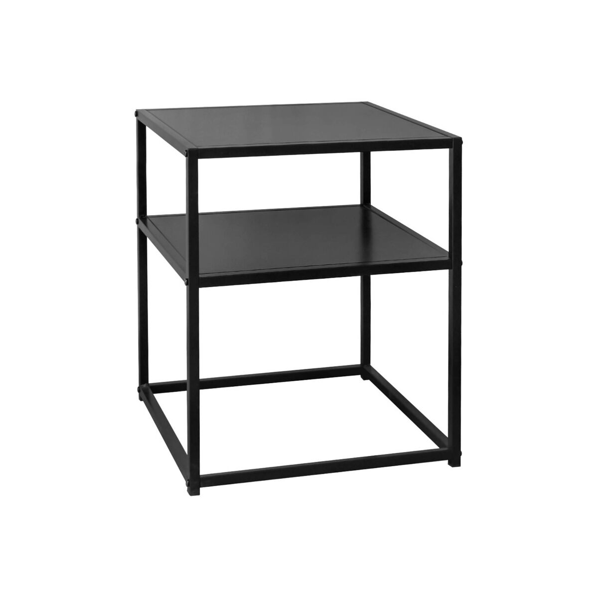 Mesa de cabeceira em metal noir com étagère, industrielle, noir, 43x40x52 cm