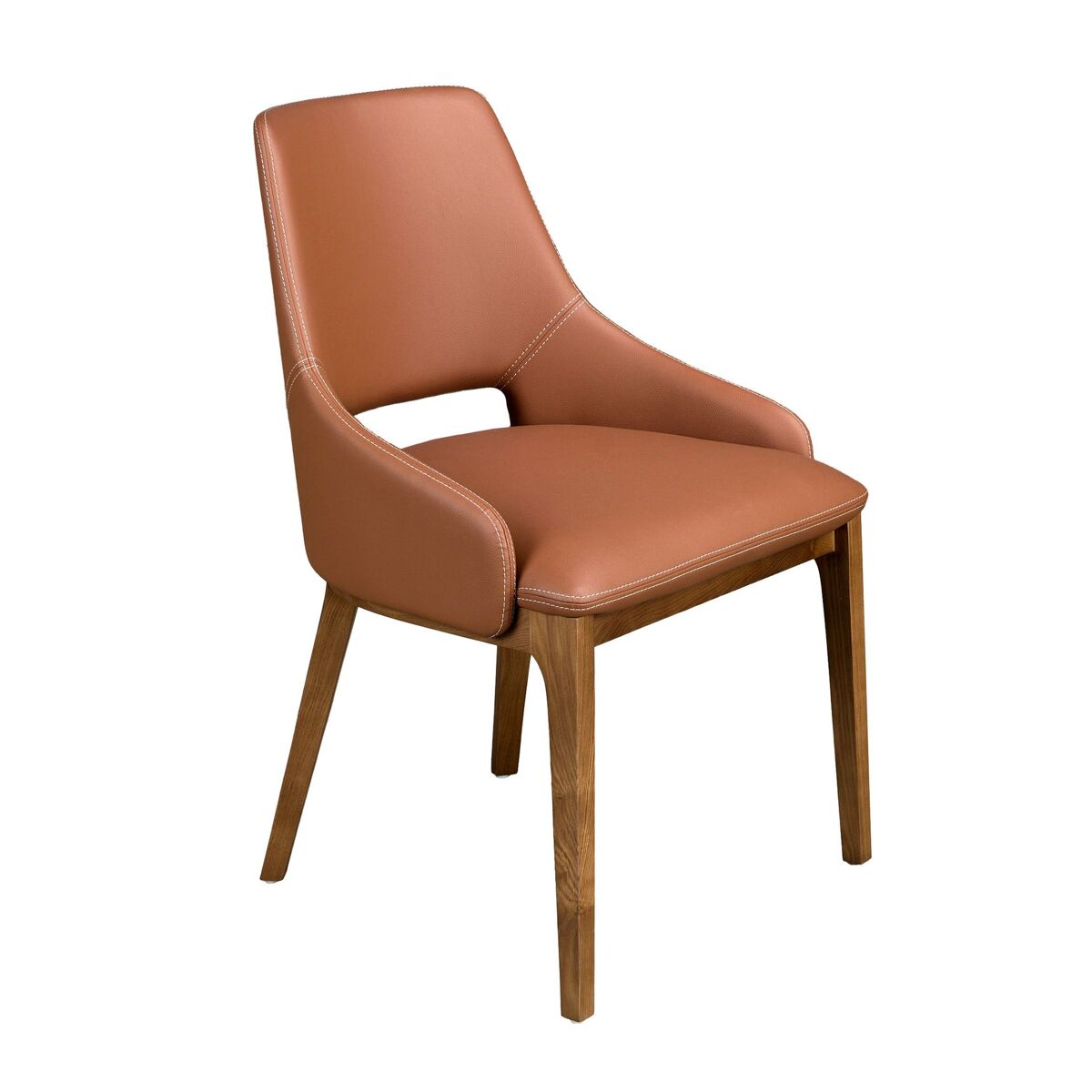 Cadeira em pele ecológica castanha modelo 4156 angel cerdá s.l.cadeira de design moderno com assento e encosto estofados em couro sintético castanho.
