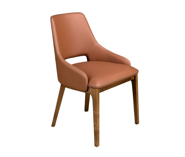 Cadeira em pele ecológica castanha modelo 4156 angel cerdá s.l.cadeira de design moderno com assento e encosto estofados em couro sintético castanho.