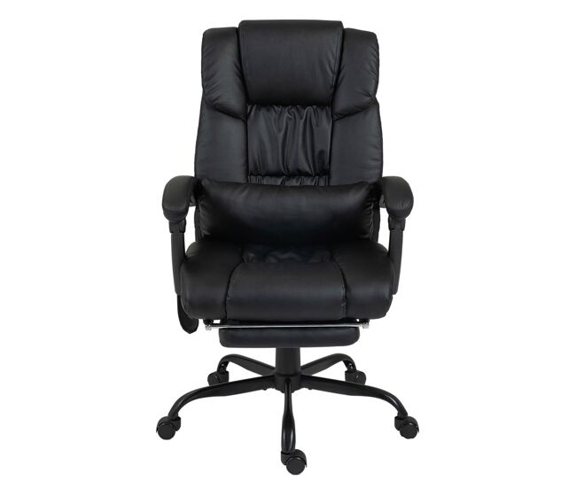 Vinsetto cadeira de escritório com massagem de 6 pontos cadeira giratória com encosto alto reclinável altura ajustável apoio para pés e controlo remoto 66x75x112-122 cm noir