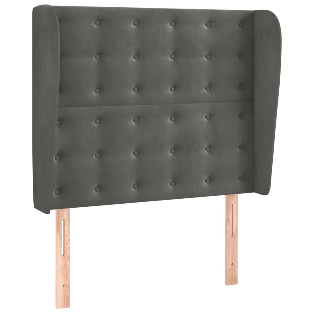 Vidaxl cabeceira cama c/ abas veludo 83x23x118/128 cm cinzento-escuro