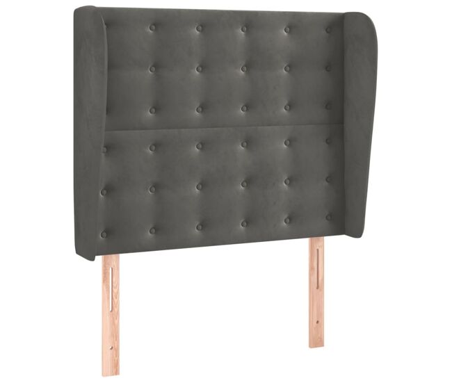 Vidaxl cabeceira cama c/ abas veludo 83x23x118/128 cm cinzento-escuro