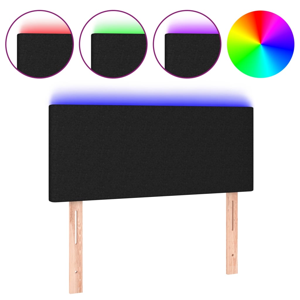 Vidaxl cabeceira de cama c/ luzes led tecido 80x5x78/88 cm preto