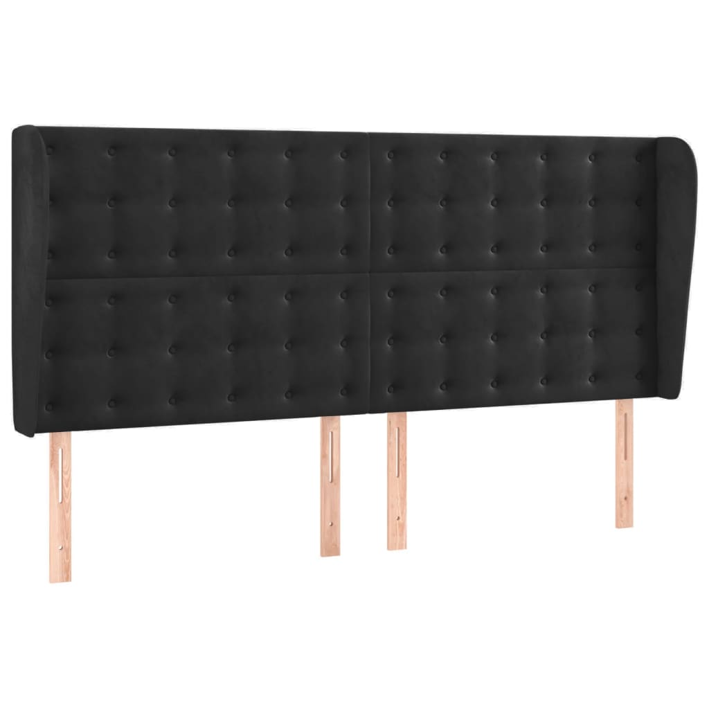 Vidaxl cabeceira de cama c/ abas veludo 183x23x118/128 cm preto