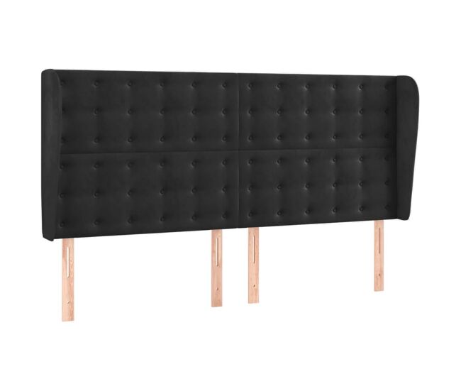 Vidaxl cabeceira de cama c/ abas veludo 183x23x118/128 cm preto