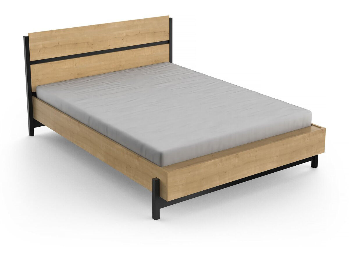 Cama de casal retrátil "craft" - madeira - 140 x 190/200 cm - castanho