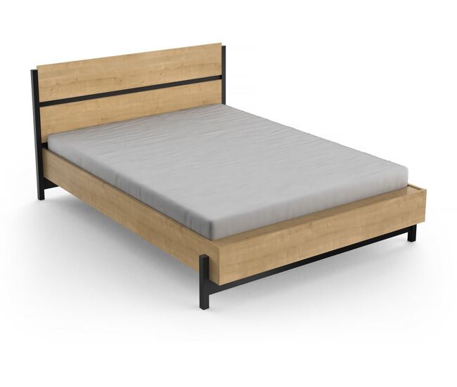 Cama de casal retrátil "craft" - madeira - 140 x 190/200 cm - castanho