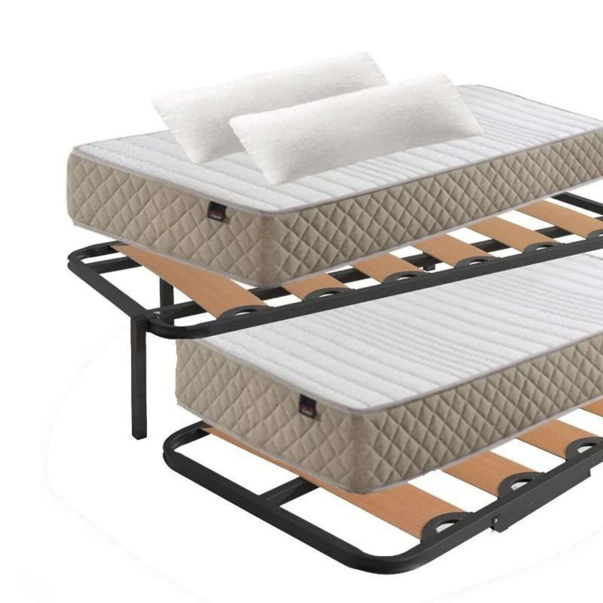 Kangu complete rest pack com cama canguru completa, 2 colchões, conjunto de ferragens e 2 travesseiros viscoelásticos 90x190 cm