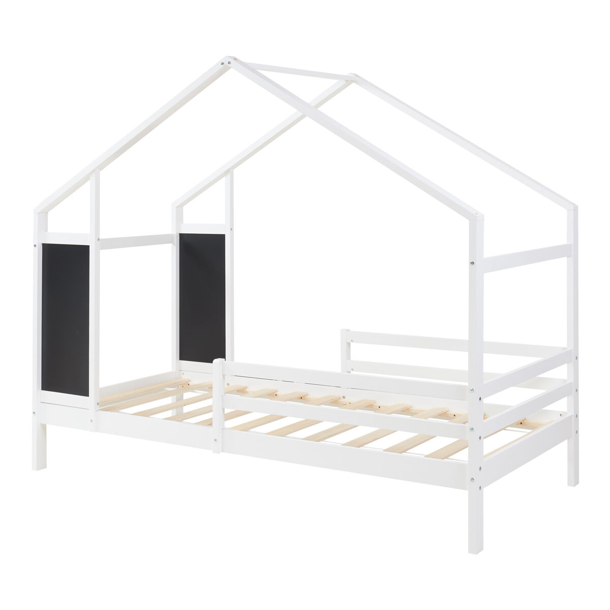Cama de criança lorenskog com vedação pinho 90x200 branco [en.casa]