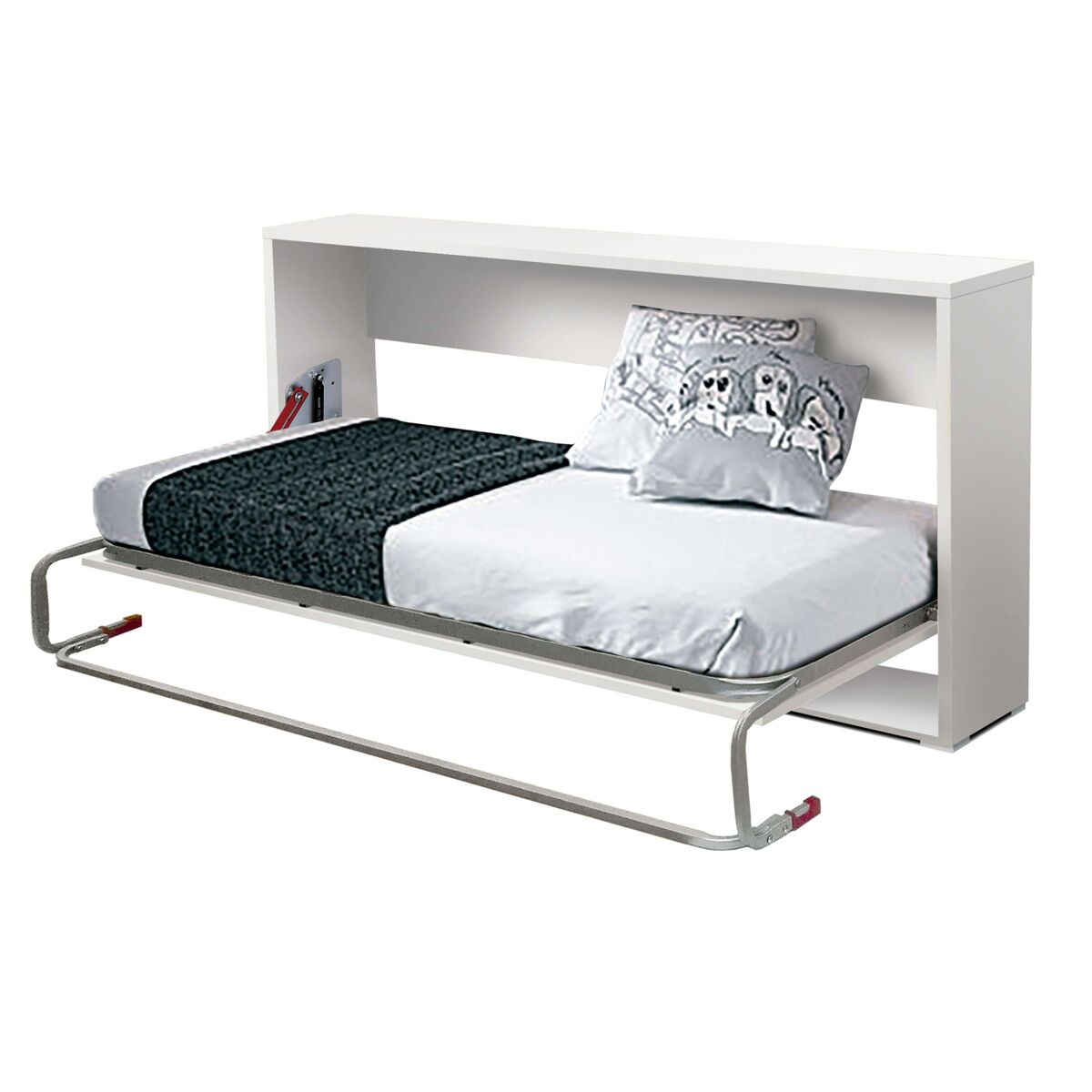 Cama de rodízio dobrável branca para quarto juvenil 90x190 cm