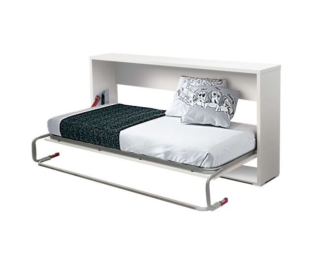 Cama de rodízio dobrável branca para quarto juvenil 90x190 cm