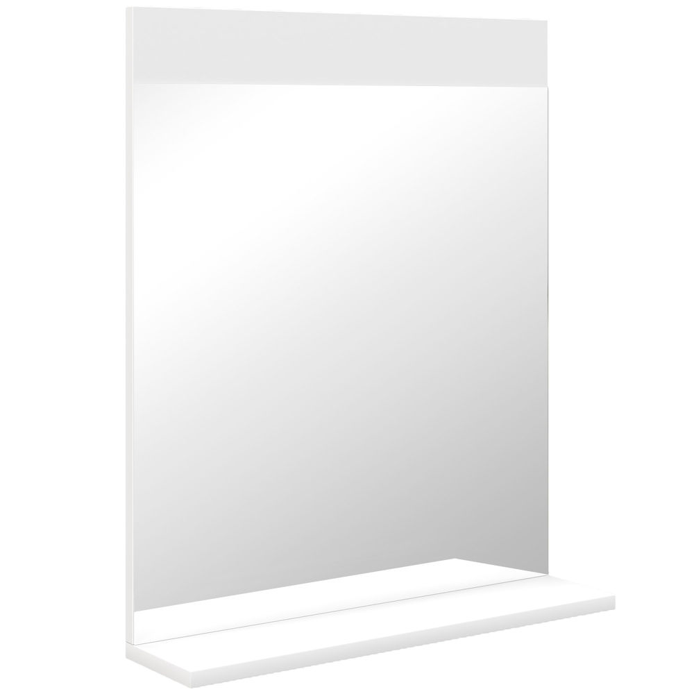 Homcom espelho casa de banho de parede com prateleira espelho para entrada corredor 50x12x60 cm branco