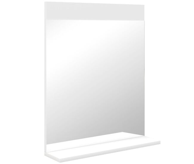 Homcom espelho casa de banho de parede com prateleira espelho para entrada corredor 50x12x60 cm branco