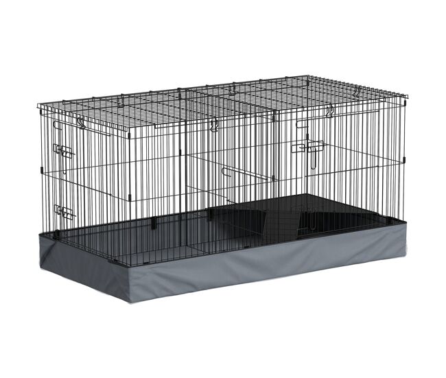 Pawhut gaiola para animais pequenos gaiola para roedores gaiola para coelhos com tampa amovível recinto para cobaias ouriços 121x61x61 cm preto