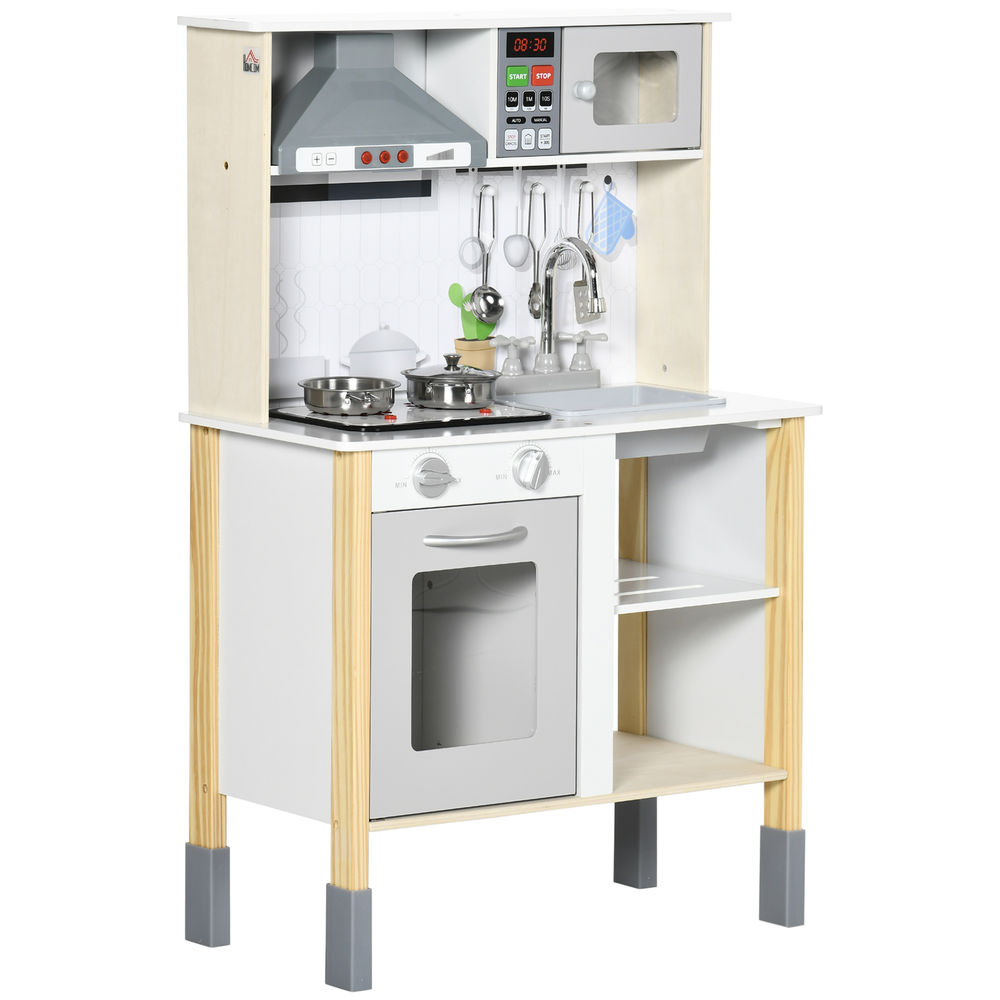 Cozinha Infantil MDF, Madeira de Pinho e PP HOMCOM