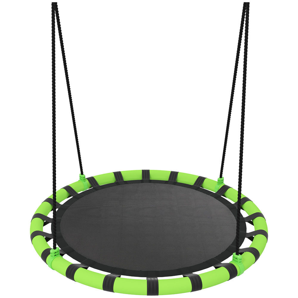 Aiyaplay baloiço para enfants redondo baloiço de jardim infantil ajustável baloiço de exterior para enfants impermeável carga 150kg ø100x180 cm noir e verde