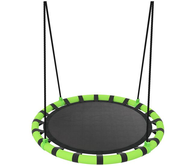 Aiyaplay baloiço para enfants redondo baloiço de jardim infantil ajustável baloiço de exterior para enfants impermeável carga 150kg ø100x180 cm noir e verde
