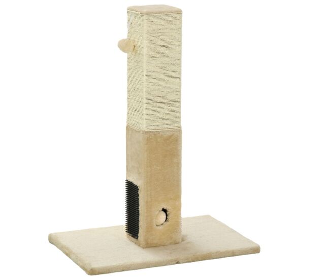 Pawhut poste arranhador para gatos 79 cm arranhador para gatos com bola suspensa e poste de juta 59,5x39x79 cm creme e bege