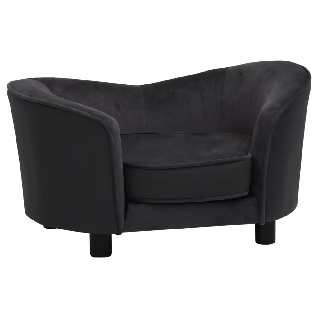 Vidaxl sofá para cães 69x49x40 cm pelúcia e couro artificial preto