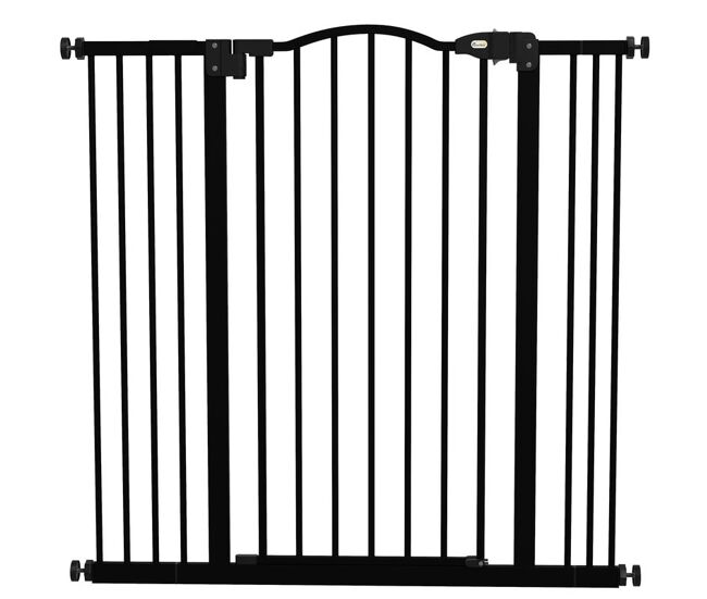 Pawhut porta de segurança extensível para cães 74-100 cm, para portas e escadas, porta para cães de médio porte com 2 extensões de 7/14 cm,